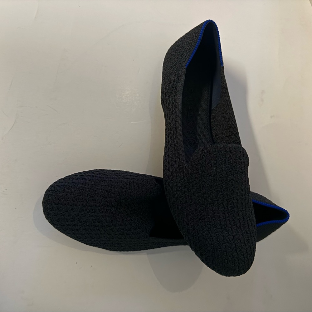 Rothy's Black Honeycomb Slip-On Loafers with Blue Edge Women’s 10 NEW